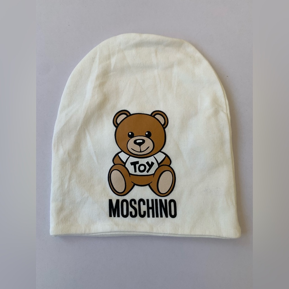 Moschino Kids Toy Bear Beanie - White and Brown